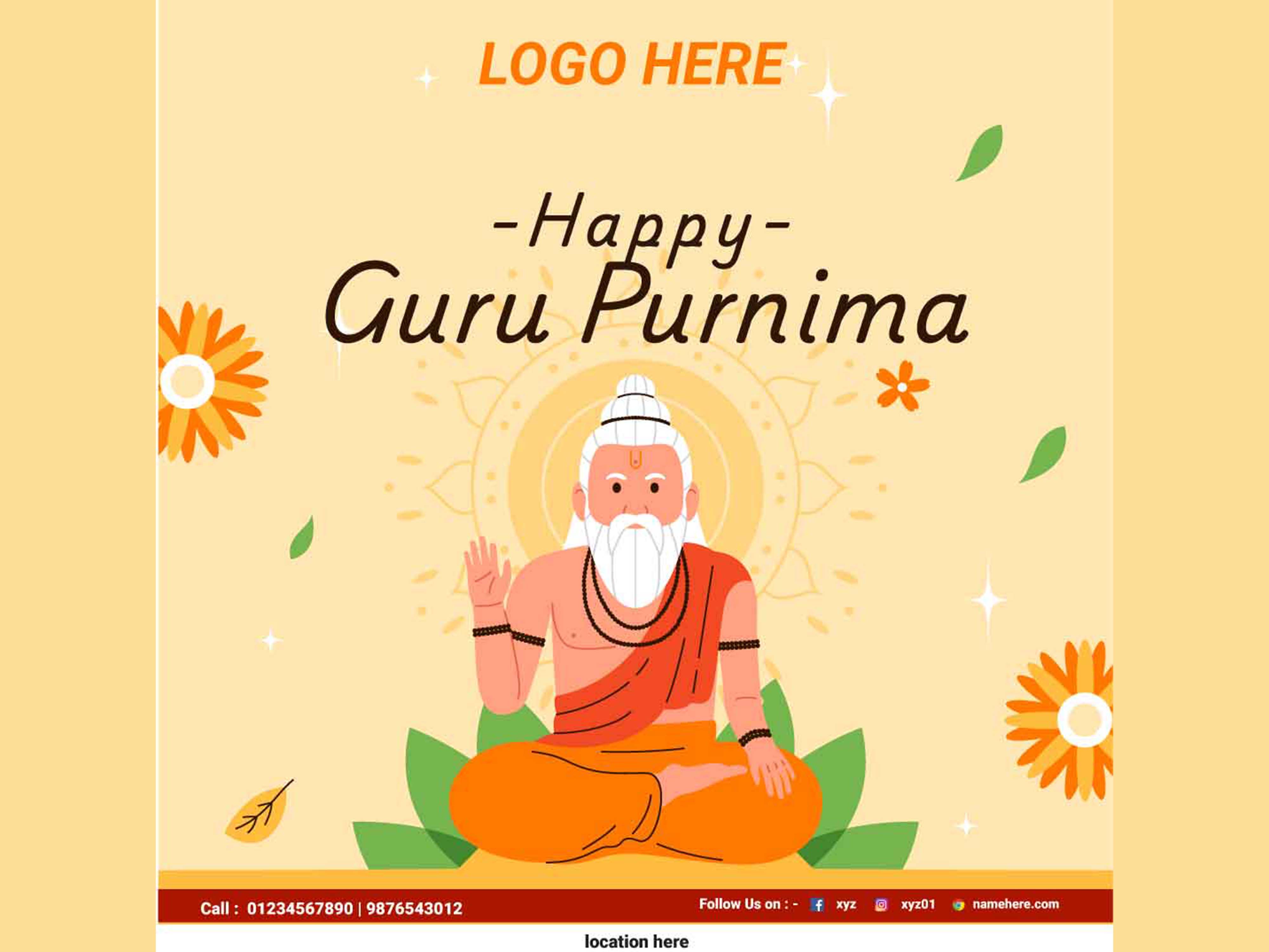 Guru purnima free vector template design